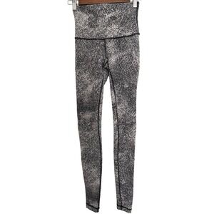 Lululemon Wunder Under athletic high rise‎ black gray white ankle leggings 4